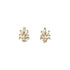 Zirconia Stones Huggies earrings in 10k gold filled material, showcasing a leaf-like design with multiple rectangular zirconia stones arranged symmetrically.